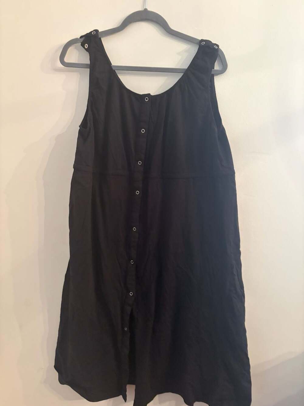Baby Be Mine Maternity Birthing Nightgown Dress Black Sleeveless Button Front